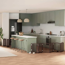 vidaXL suņu vārti ar durvīm, salokāmi, 15 paneļi, 750 cm, papeles koks