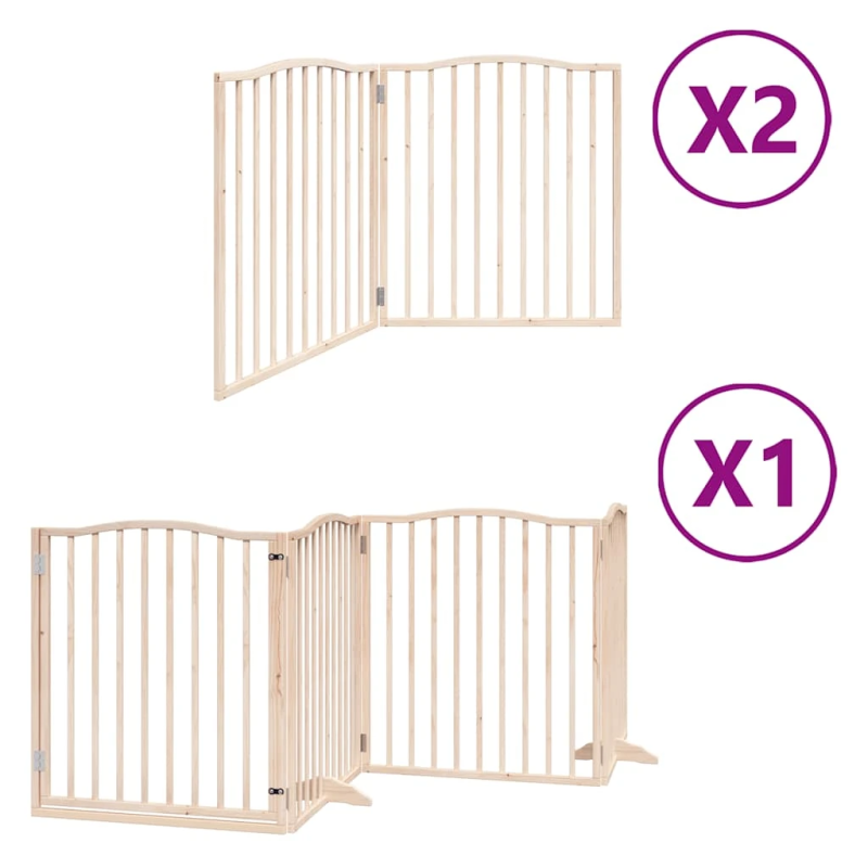 vidaXL suņu vārti ar durvīm, salokāmi, 8 paneļi, 640 cm, papeles koks