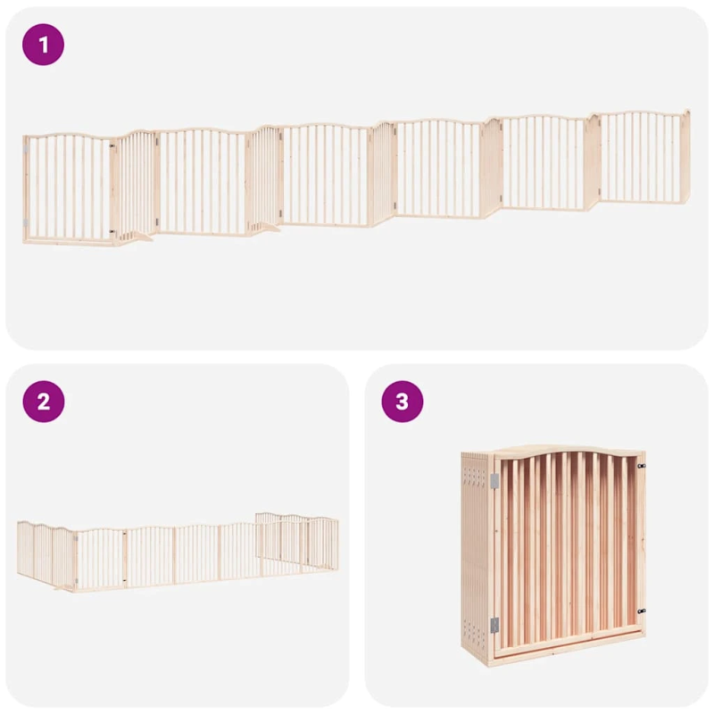 vidaXL suņu vārti ar durvīm, salokāmi, 12 paneļi, 960 cm, papeles koks