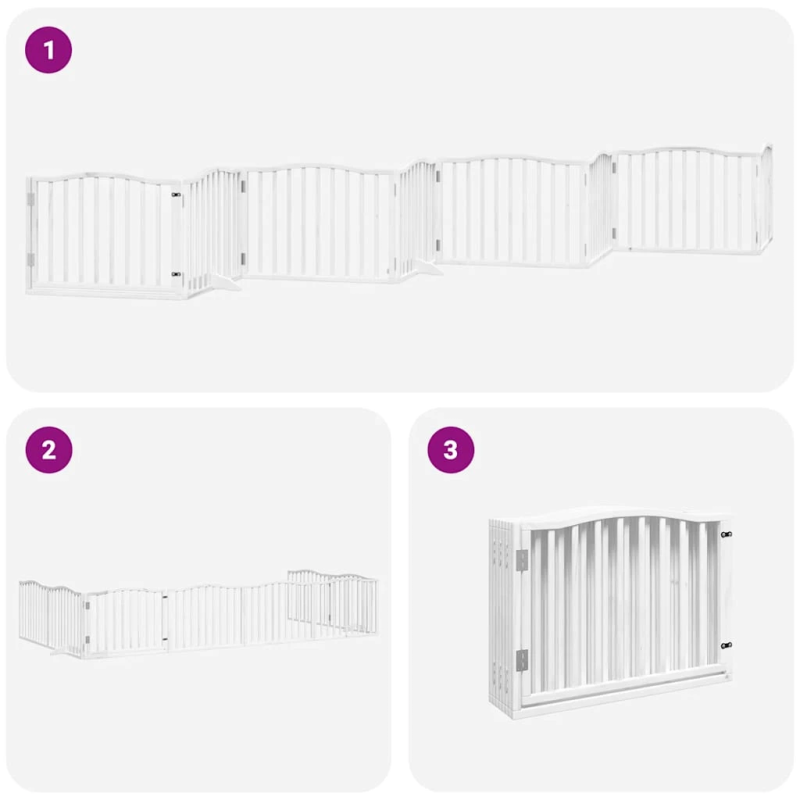 vidaXL suņu vārti ar durvīm, salokāmi, 8 paneļi, 640 cm, papeles koks