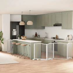 vidaXL suņu vārti ar durvīm, salokāmi, 12 paneļi, 960 cm, papeles koks