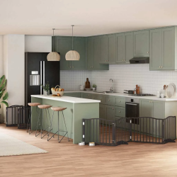 vidaXL suņu vārti ar durvīm, salokāmi, 10 paneļi, 800 cm, papeles koks