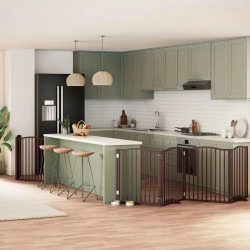 vidaXL suņu vārti ar durvīm, salokāmi, 8 paneļi, 640 cm, papeles koks