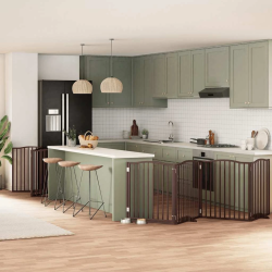 vidaXL suņu vārti ar durvīm, salokāmi, 12 paneļi, 960 cm, papeles koks