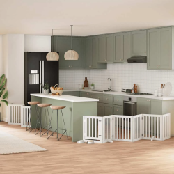 vidaXL suņu vārti ar durvīm, salokāmi, 12 paneļi, 600 cm, papeles koks