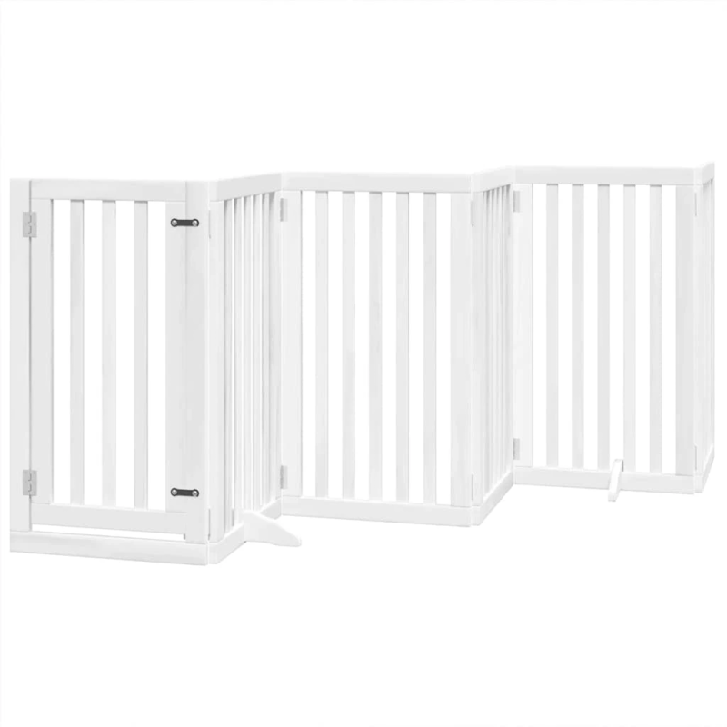 vidaXL suņu vārti ar durvīm, salokāmi, 9 paneļi, 450 cm, papeles koks