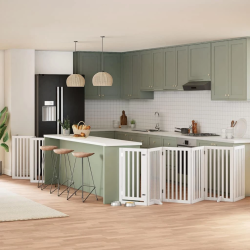 vidaXL suņu vārti ar durvīm, salokāmi, 12 paneļi, 600 cm, papeles koks