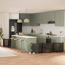 vidaXL suņu vārti ar durvīm, salokāmi, 12 paneļi, 600 cm, papeles koks