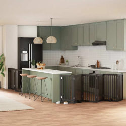 vidaXL suņu vārti ar durvīm, salokāmi, 9 paneļi, 450 cm, papeles koks