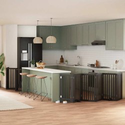 vidaXL suņu vārti ar durvīm, salokāmi, 12 paneļi, 600 cm, papeles koks