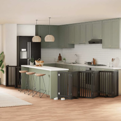 vidaXL suņu vārti ar durvīm, salokāmi, 15 paneļi, 750 cm, papeles koks