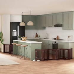 vidaXL suņu vārti ar durvīm, salokāmi, 15 paneļi, 750 cm, papeles koks