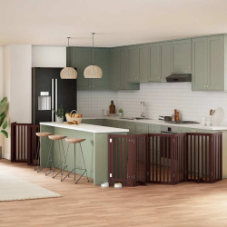 vidaXL suņu vārti ar durvīm, salokāmi, 12 paneļi, 600 cm, papeles koks