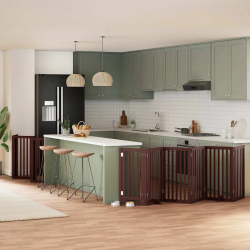 vidaXL suņu vārti ar durvīm, salokāmi, 15 paneļi, 750 cm, papeles koks