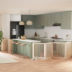 vidaXL suņu vārti ar durvīm, salokāmi, 10 paneļi, 800 cm, papeles koks