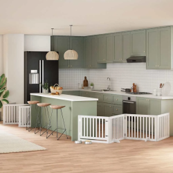 vidaXL suņu vārti ar durvīm, salokāmi, 12 paneļi, 960 cm, papeles koks