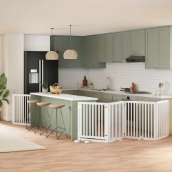 vidaXL suņu vārti ar durvīm, salokāmi, 6 paneļi, 480 cm, papeles koks