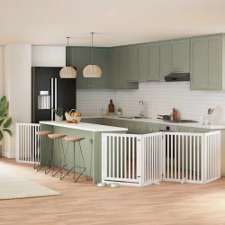 vidaXL suņu vārti ar durvīm, salokāmi, 8 paneļi, 640 cm, papeles koks