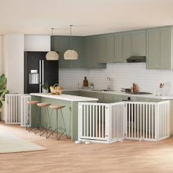 vidaXL suņu vārti ar durvīm, salokāmi, 10 paneļi, 800 cm, papeles koks