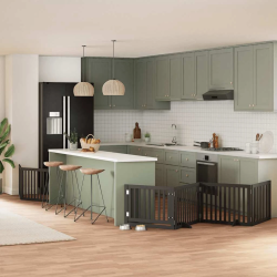 vidaXL suņu vārti ar durvīm, salokāmi, 8 paneļi, 640 cm, papeles koks