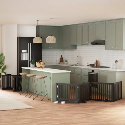 vidaXL suņu vārti ar durvīm, salokāmi, 12 paneļi, 960 cm, papeles koks