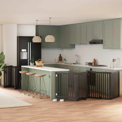 vidaXL suņu vārti ar durvīm, salokāmi, 12 paneļi, 960 cm, papeles koks