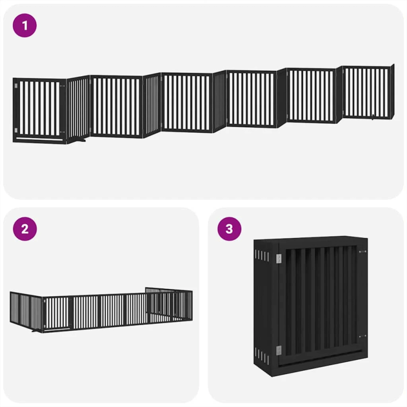 vidaXL suņu vārti ar durvīm, salokāmi, 12 paneļi, 960 cm, papeles koks