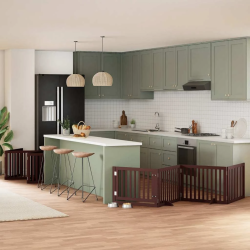 vidaXL suņu vārti ar durvīm, salokāmi, 10 paneļi, 800 cm, papeles koks