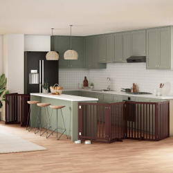 vidaXL suņu vārti ar durvīm, salokāmi, 12 paneļi, 960 cm, papeles koks