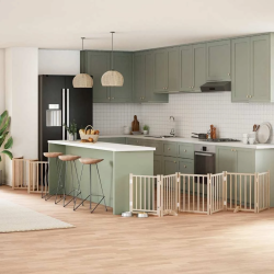 vidaXL suņu vārti ar durvīm, salokāmi, 12 paneļi, 600 cm, papeles koks