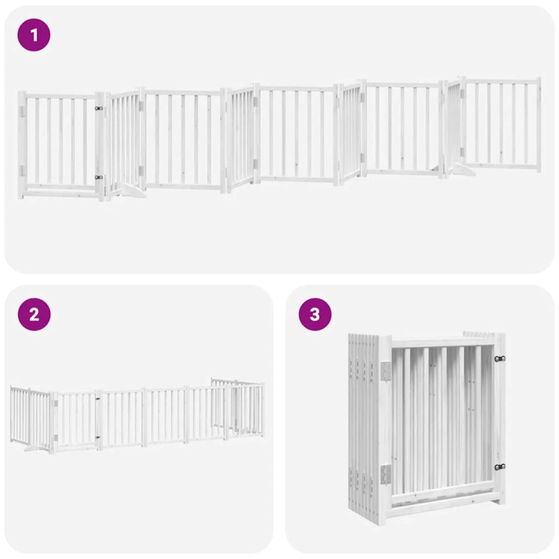 vidaXL suņu vārti ar durvīm, salokāmi, 9 paneļi, 450 cm, papeles koks