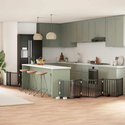 vidaXL suņu vārti ar durvīm, salokāmi, 9 paneļi, 450 cm, papeles koks