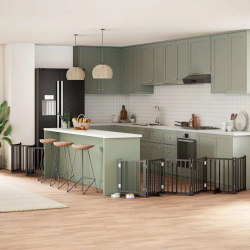 vidaXL suņu vārti ar durvīm, salokāmi, 12 paneļi, 600 cm, papeles koks