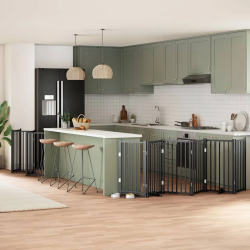 vidaXL suņu vārti ar durvīm, salokāmi, 12 paneļi, 600 cm, papeles koks