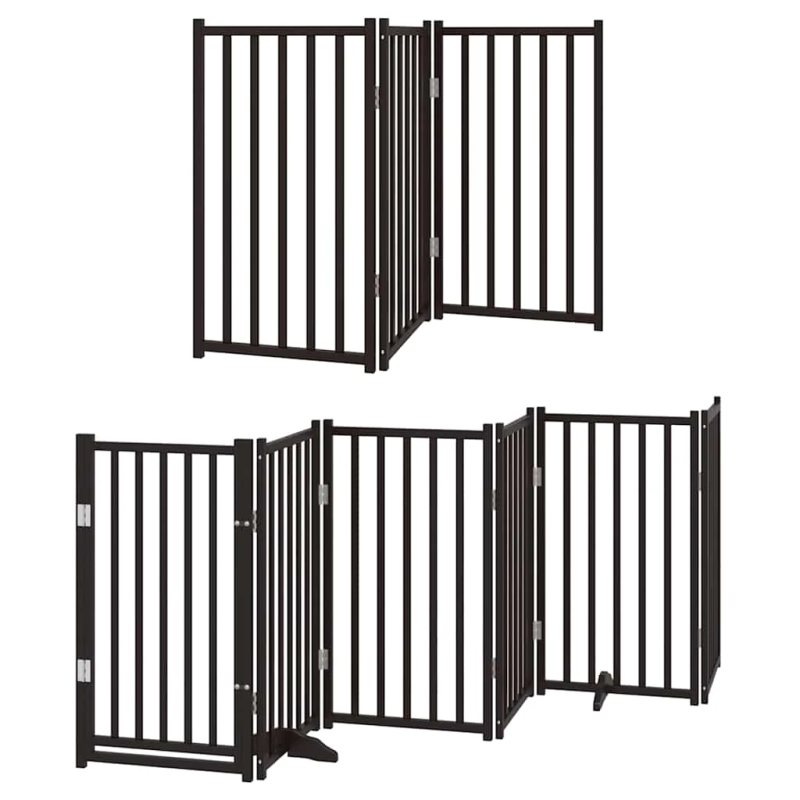 vidaXL suņu vārti ar durvīm, salokāmi, 12 paneļi, 600 cm, papeles koks