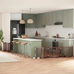 vidaXL suņu vārti ar durvīm, salokāmi, 15 paneļi, 750 cm, papeles koks