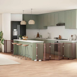 vidaXL suņu vārti ar durvīm, salokāmi, 9 paneļi, 450 cm, papeles koks