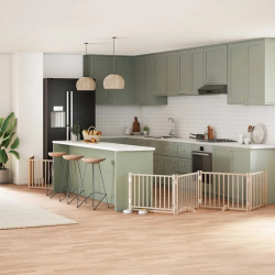 vidaXL suņu vārti ar durvīm, salokāmi, 10 paneļi, 800 cm, papeles koks