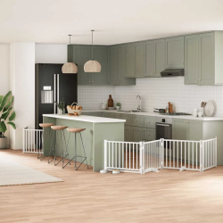 vidaXL suņu vārti ar durvīm, salokāmi, 12 paneļi, 960 cm, papeles koks