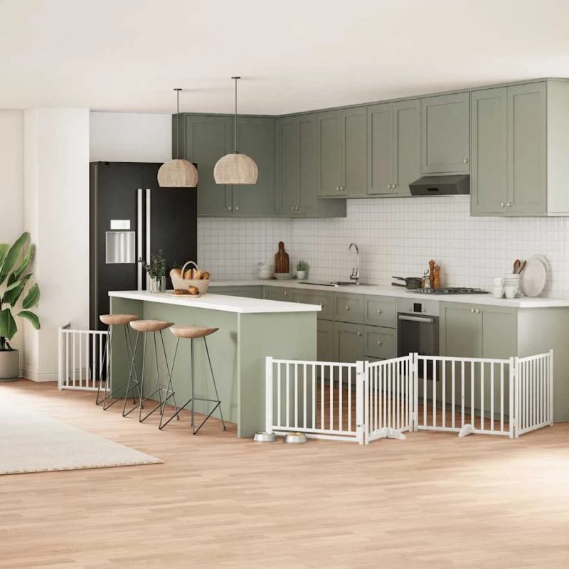 vidaXL suņu vārti ar durvīm, salokāmi, 12 paneļi, 960 cm, papeles koks