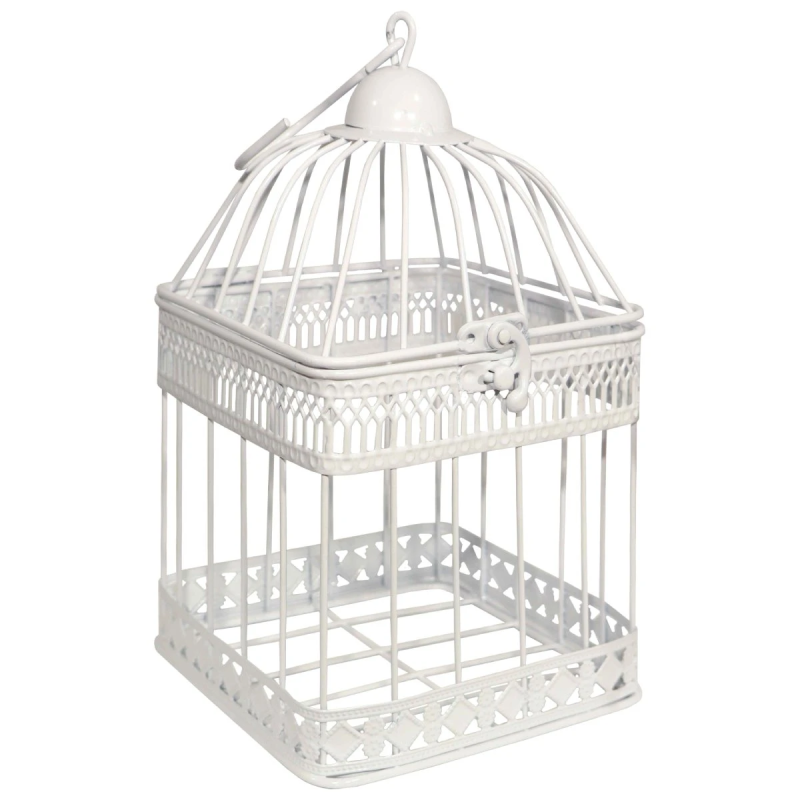 Dekoratīvs Būrītis 14x14x25cm, antīki balts