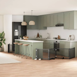 vidaXL suņu vārti ar durvīm, salokāmi, 12 paneļi, 960 cm, papeles koks