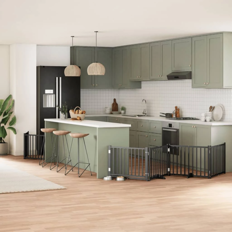 vidaXL suņu vārti ar durvīm, salokāmi, 12 paneļi, 960 cm, papeles koks