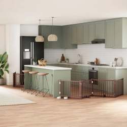 vidaXL suņu vārti ar durvīm, salokāmi, 12 paneļi, 960 cm, papeles koks