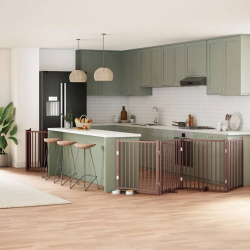 vidaXL suņu vārti ar durvīm, salokāmi, 10 paneļi, 800 cm, papeles koks