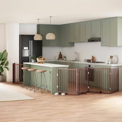 vidaXL suņu vārti ar durvīm, salokāmi, 12 paneļi, 960 cm, papeles koks