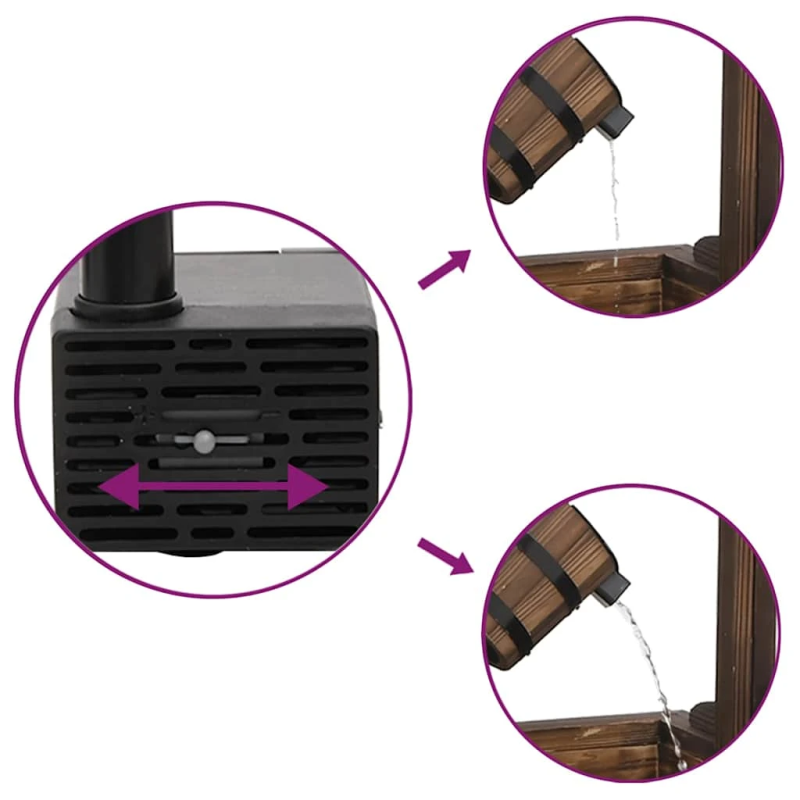 vidaXL akas formas strūklaka ar sūkni, 57x50x112 cm, egles masīvkoks