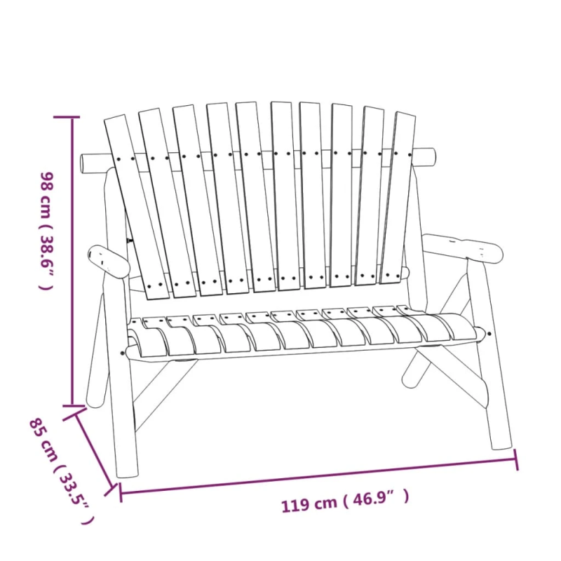 vidaXL divvietīgs dārza sols, 119x85x98, egles masīvkoks