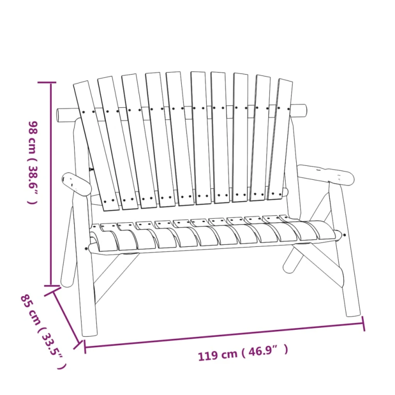 vidaXL divvietīgs dārza sols, 119x85x98, egles masīvkoks