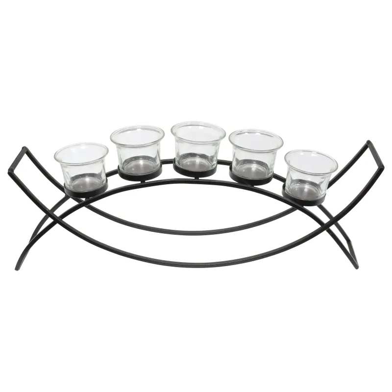 Svečturis metāla 5 svecītēm, melns